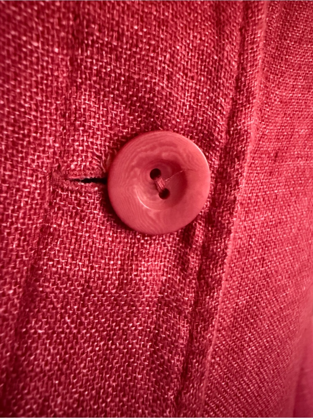 Eileen Fisher 100% Linen Raspberry Red Long Jacket | Chic Lightweight Layer - Picture 15 of 17